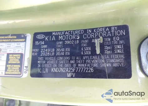 2015 Kia Soul from USA, damaged, VIN KNDJN2A25F7777226
